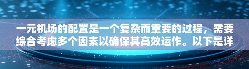 一元机场的配置是一个复杂而重要的过程，需要综合考虑多个因素以确保其高效运作。以下是详细的配置步骤和考虑因素