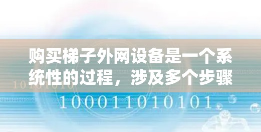 购买梯子外网设备是一个系统性的过程，涉及多个步骤和考虑因素。以下是一个详细的指南，帮助您系统地购买和安装梯子外网设备