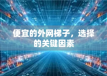 便宜的外网梯子，选择的关键因素