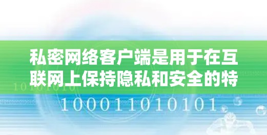 私密网络客户端是用于在互联网上保持隐私和安全的特殊VPN应用，以下是其主要特点和使用指南