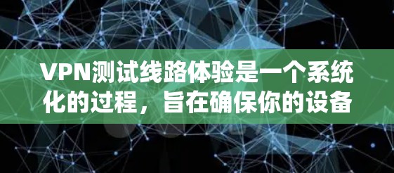 VPN测试线路体验是一个系统化的过程，旨在确保你的设备能够高效、安全地连接到网络环境。以下是具体步骤的指南