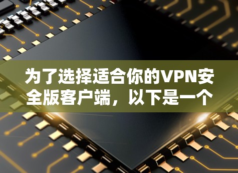 为了选择适合你的VPN安全版客户端，以下是一个结构化的推荐，涵盖不同网络环境和需求的情况