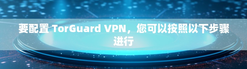 要配置 TorGuard VPN，您可以按照以下步骤进行
